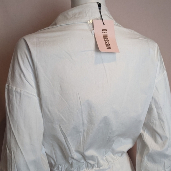 Missguided Cut Out White Button Up Shirt Dress size 8 - Picture 6 of 9